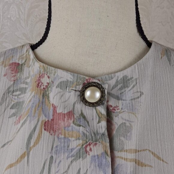 Toni Garment for CC Magic Size S/M Cream with Floral Print Pearl Buttons Vintage - Picture 2 of 11
